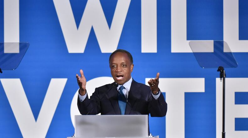 June 6, 2019 Atlanta - Dekalb County CEO Michael Thurmond speaks during the DNC’s IWillVote Gala at Flourish Atlanta on Thursday, June 6, 2019. White House hopefuls court Georgia: Presidential candidates swarmed Atlanta on Thursday for a convention geared at African-American strategists and a joint fundraiser featuring four of the best known Democratic contenders on the same stage. HYOSUB SHIN / HSHIN@AJC.COM