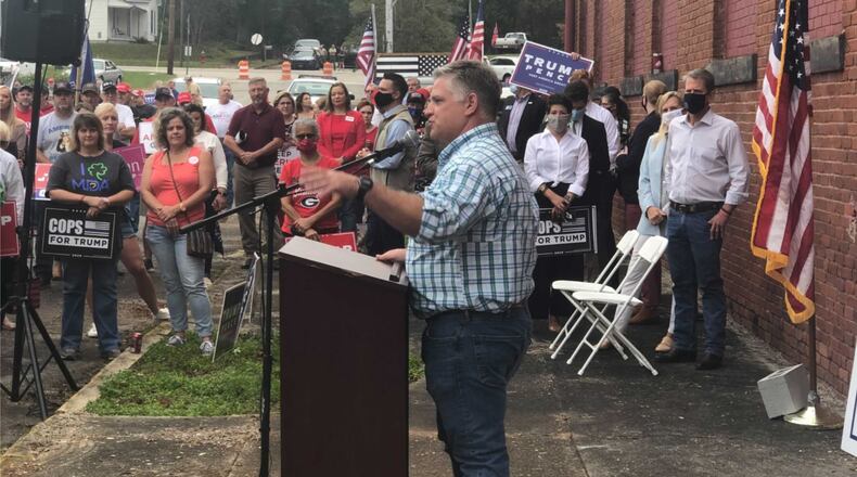 U.S. Rep. Drew Ferguson speaks at a campaign event in October in Manchester. The secretary of state’s office has opened an investigation into whether Ferguson voted illegally during last year’s midterm elections by casting a ballot in Troup County even though he now lives in Pike County.