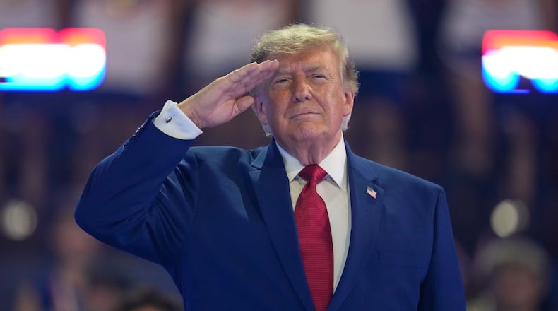 President Donald Trump attends the Patriot Games at Spire Academy in Geneva, Ohio, Tuesday, Aug. 11, 2026. (AP Photo/Sue Ogrocki)