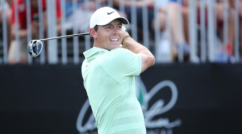 Rory McIlroy admires another useful shot Sunday at Bay Hill.  (Stephen M. Dowell/Orlando Sentinel/TNS)