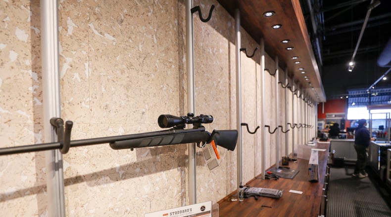 March 17, 2020 - Atlanta - A nearly empty display at Stoddard's Range and Guns, in Atlanta, where the store has seen an uptick in ammunition and gun sales as the coronavirus threat intensifies. Bob Andres / robert.andres@ajc.com