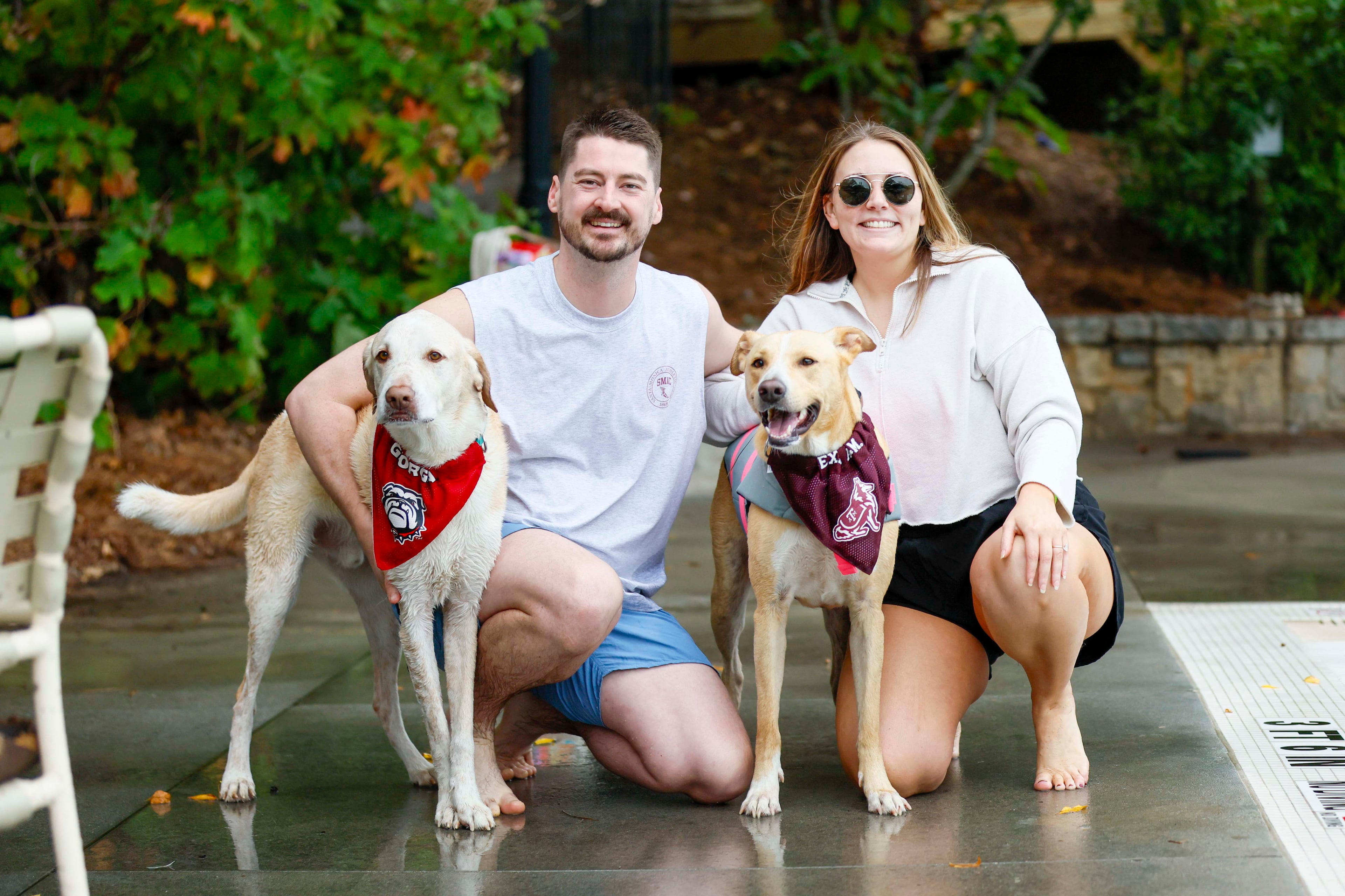 Connor Reyer and Lexi Hardmon pose with their dogs Opie (9), left and Jenna (5) during the XV annual Splish Splash Doggie Bash at Piedmont Park on Sunday, October 5, 2025. The proceeds support Piedmont Park Dog Parks.
(Miguel Martinez/ AJC)