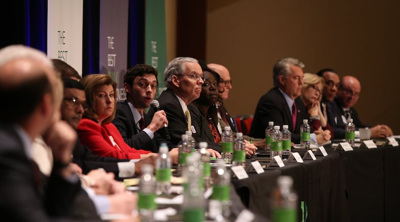 Democrat Jon Ossoff at an 18-candidate debate in Georgia's special election (HENRY TAYLOR / HENRY.TAYLOR@AJC.COM)
