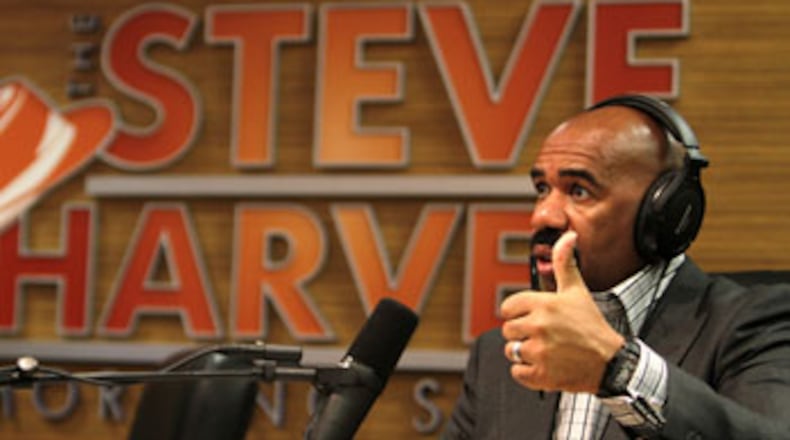 Mar. 14, 2012-Atlanta-Steve Harvey's syndicated radio show is heard on 60 stations nationwide. Harvey has a big movie coming out next month based on his best-selling book "Act Like a Lady, Think Like a Man." He is also starting his own syndicated TV talk show this fall. And he host "Family Feud." Vino Wong vwong@ajc.com Steve Harvey won two Daytime Emmys. His right-hand man Rushion McDonald accepted the awards in his place. This photo is from 2012. CREDIT: Vino Wong vwong@ajc.com