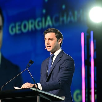 U.S. Sen. Jon Ossoff speaks during the Georgia Chamber Congressional Luncheon at The Classic Center on Tuesday, Aug. 8, 2023, in Athens. (Hyosub Shin/AJC)