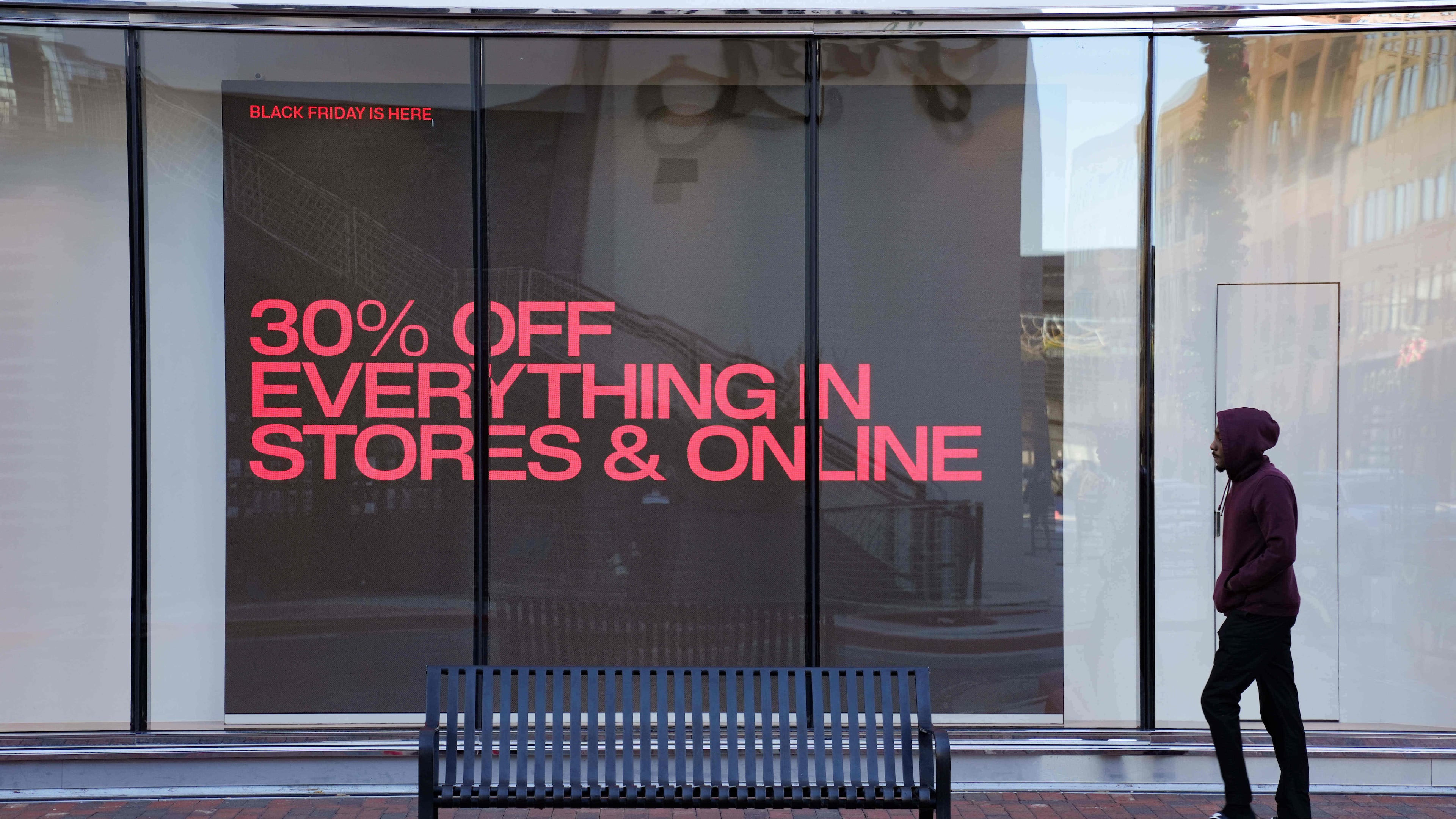 Shoppers browse for Black Friday deals at Atlantic Station outdoor mall, Friday, Nov. 28, 2025, in Atlanta, Ga. (AP Photo/Megan Varner)