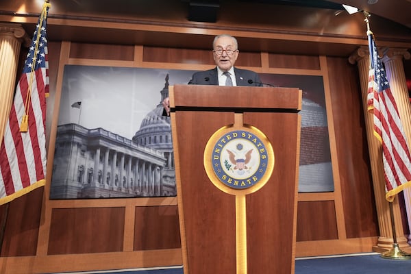 Senate Minority Leader Chuck Schumer of N.Y., speaks during a news conference after passage of the budget reconciliation package of President Donald Trump's signature bill of big tax breaks and spending cuts, at the Capitol in Washington, Tuesday, July 1, 2025. (AP Photo/Mariam Zuhaib)