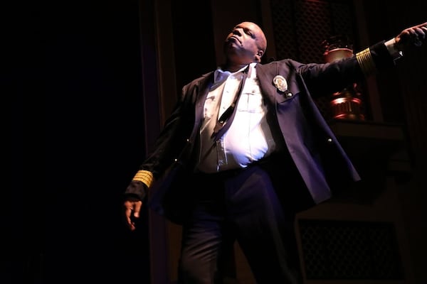 Daryll Triplett strikes a pose during his All Cops Ain't Bad comedy set on Feb. 14, 2019, at the Strand Theatre in Marietta. (Mike Williams/Courtesy of All Cops Ain't Bad).