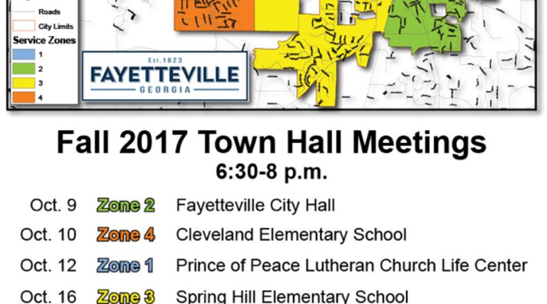 Four town hall meetings in Fayetteville this month will update residents and answer questions about a variety of local issues. Courtesy City of Fayetteville