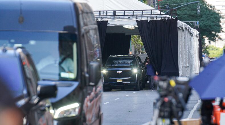 Guests arrive to Madison Square Garden ahead of a reported wedding between singer Taylor Swift and National Football League player Travis Kelce on Friday, July 3, 2026, in New York. (AP Photo/Ryan Murphy)