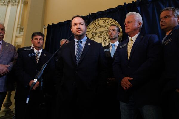 Senate Majority Leader Jason Anavitarte, R-Dallas, speaks to the press during Day 3 of the special session in the state Capitol building on Saturday, June 20, 2026. in Atlanta (Estela Muñoz/AJC)