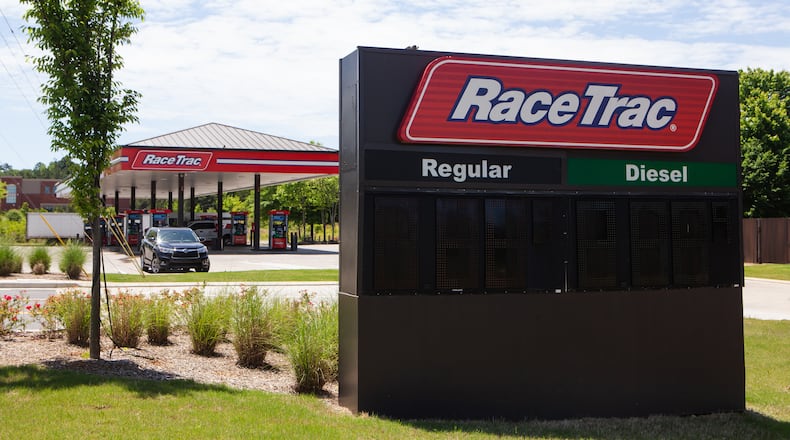 No gas prices are listed on the sign at RaceTrac gas station on Canton Road in Marietta, Georgia, on Thursday, May 13, 2021. Motorists throughout Metro Atlanta still struggled to find gas due to the shut down of the Colonial Pipeline distribution network last Friday after a cyberattack. CHRISTINA MATACOTTA FOR THE ATLANTA JOURNAL-CONSTITUTION