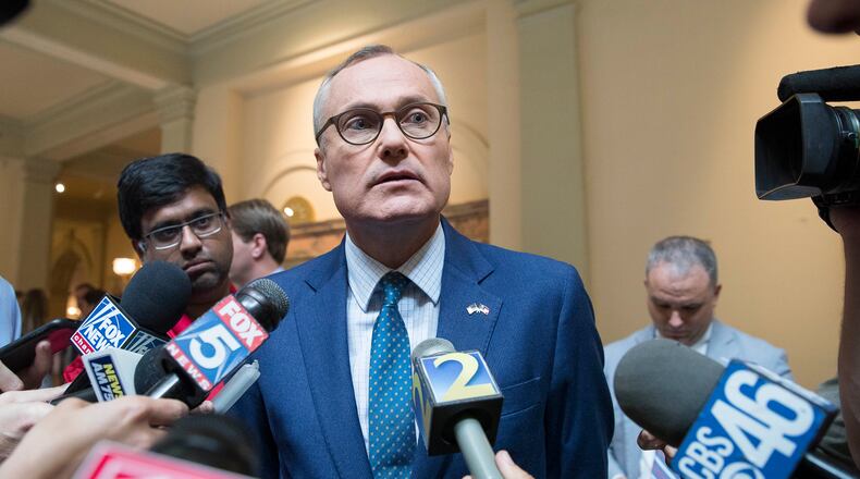 Casey Cagle, a candidate in the GOP runoff for governor, at a state Capitol press conference last week. ALYSSAPOINTER/ALYSSA.POINTER@AJC.COM