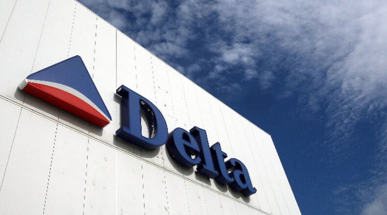 A Delta Air Lines sign is seen at LaGuardia International Airport in New York City.