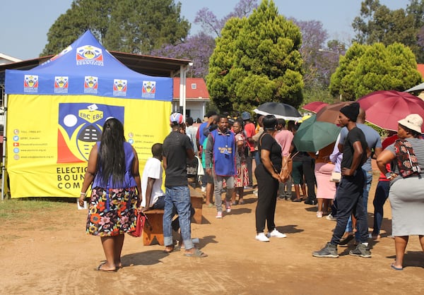 FILE - Voters queue to cast their votes in Manzini, Eswatini, Friday, Sept. 29, 2023. (AP Photo, file)