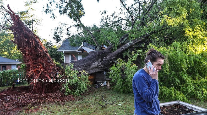 A 100-year-old oak tree was brought down Wednesday night by a microburst, officials told the Hedges family.