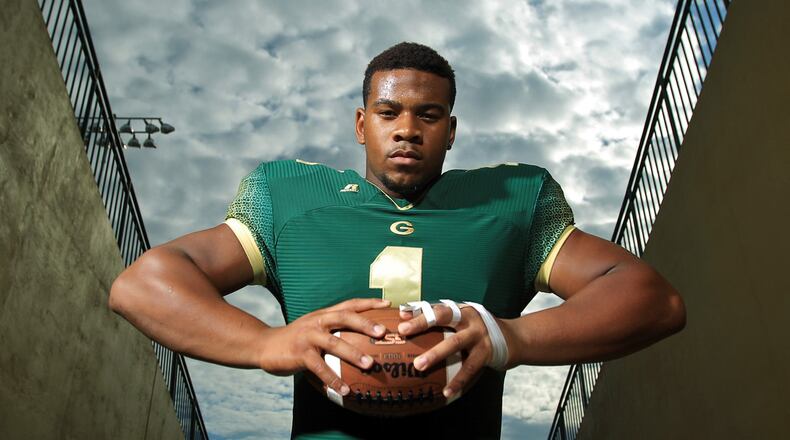 August 6, 2012 - Loganville, Ga: Grayson defensive lineman Robert Nkemdiche is one of the AJC Super 11 shown at his high school Monday afternoon in Loganville, Ga., August 6, 2012. Nkemdiche was the all-class Georgia player of the year in 2012 and is the consensus No. 1 recruit in nation.  JASON GETZ / JGETZ@AJC.COM