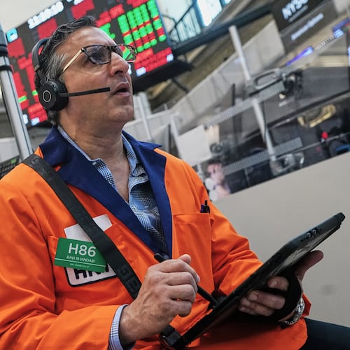 Options trader Ravi Bhandari works on the floor of the New York Stock Exchange, Wednesday, June 3, 2026. (AP Photo/Richard Drew)