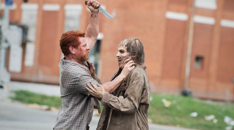 Michael Cudlitz as Abraham - The Walking Dead _ Season 5, Episode 5 - Photo Credit: Gene Page/ Abraham goes after a zombie as he and his group try to get their way to D.C. CREDIT: AMC