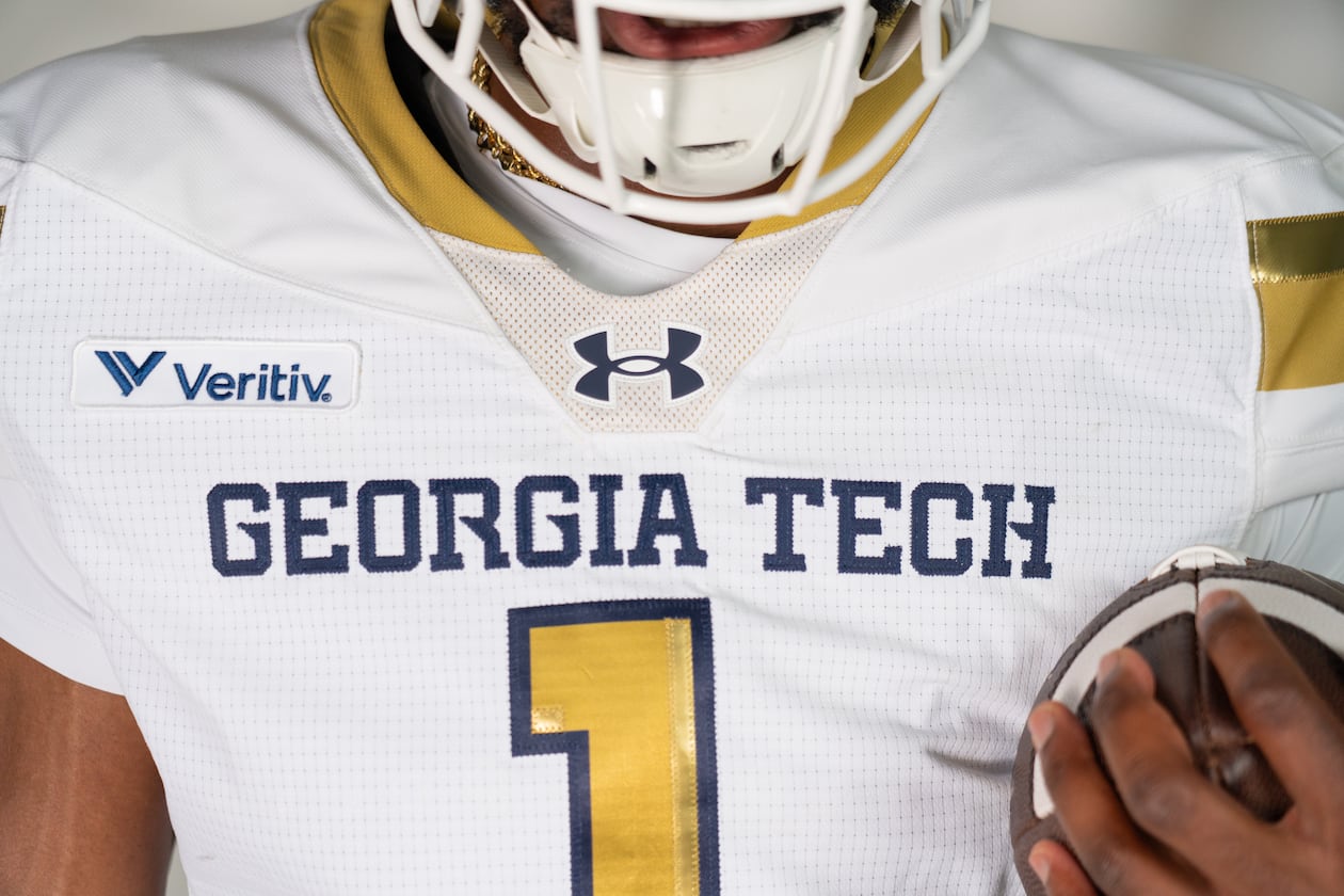 Georgia Tech football will wear a jersey sponsorship patch featuring Atlanta-based company Veritiv in 2026. (Courtesy of Georgia Tech Athletics)
