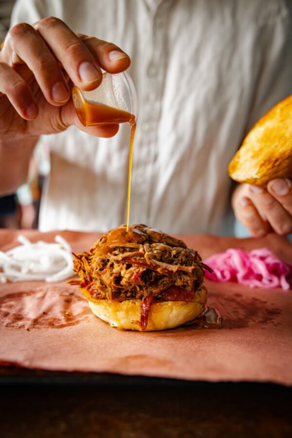 The pulled pork sandwich at Lewis Barbecue. (Courtesy of Lewis Barbecue)