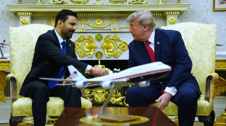 President Donald Trump meets with Iraq's Prime Minister Ali al-Zaidi in the Oval Office of the White House, Tuesday, July 14, 2026, in Washington. (AP Photo/Julia Demaree Nikhinson)