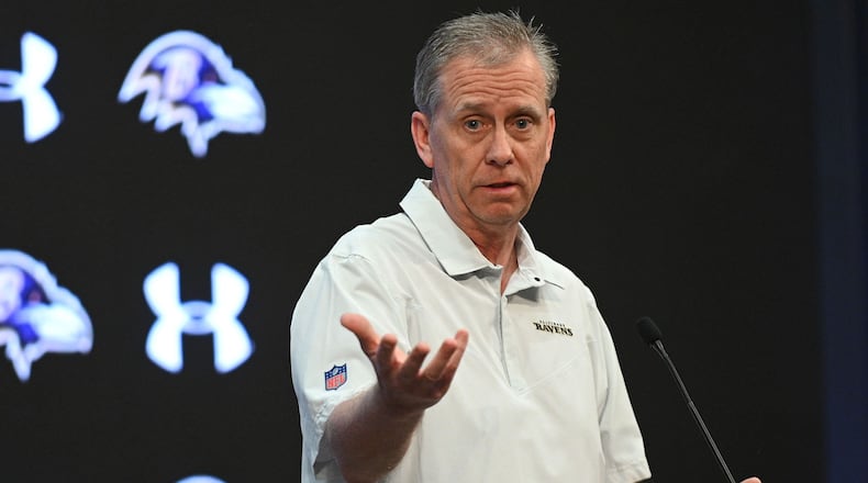 Regardless of whether Lamar Jackson returns or the Ravens resort to backup Tyler Huntley or a veteran free agent or a rookie, new offensive coordinator Todd Monken, pictured on Feb. 21, has experience working with all types. That's something to be excited about, columnist Mike Preston writes. (Kenneth K. Lam/The Baltimore Sun/TNS)