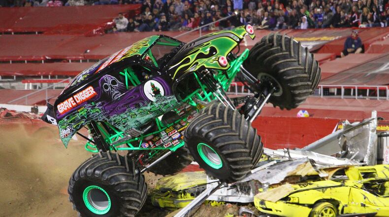 Iconic monster truck Grave Digger, with creator Dennis Anderson behind the wheel, is one of more than a dozen monster trucks rolling into Georgia Dome for Monster Jam on January 11. Photo Credit: Feld Motor Sports.