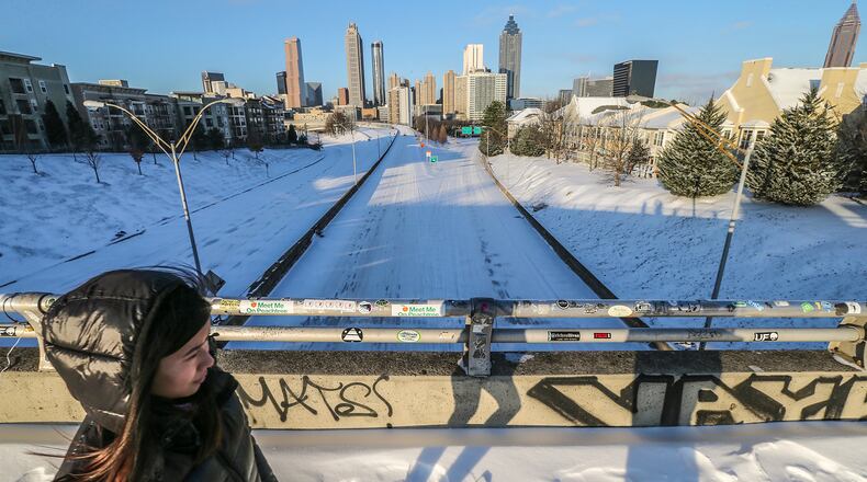 Downtown Atlanta during a Jan. 17 snowfall. JOHN SPINK/JSPINK@AJC.COM