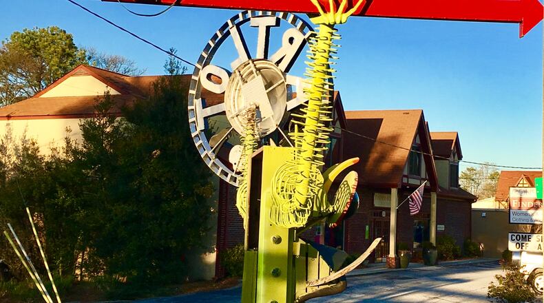 This temporary pop-up park, The Art Lot, sits on property that Avondale Estates owns and hopes to eventually develop. The city recently hired an economy development consultant who will be responsible in part for figuring out what should ultimately go on this site. Bill Banks for the AJC