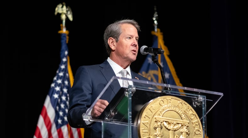 Georgia Governor Brian Kemp withdrew his endorsement Monday of North Carolina Lt. Gov. Mark Robinson, that state's GOP candidate for governor. (Ben Hendren for the Atlanta Journal-Constitution)