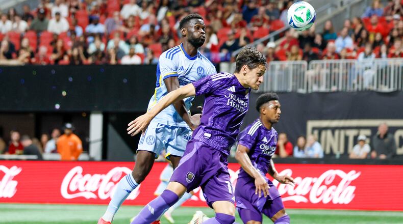 Atlanta United forward Emmanuel Latte Lath, who came from England’s Championship, was one of six players who logged at least 2,000 minutes, often without impact.(Miguel Martinez/AJC)