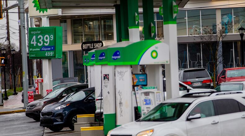 A Georgia House tax subcommittee backed a plan Wednesday that would suspend the 29.1 cents-a-gallon motor fuel taxes through May 31 as a way to cut into rising fuel prices connected to Russia's invasion of Ukraine. The average price of a gallon of regular fuel in metro Atlanta reached $4.27 on Wednesday, higher than peak prices following Hurricanes Katrina and Rita, according to GasBuddy, a fuel-tracking service. STEVE SCHAEFER FOR THE ATLANTA JOURNAL-CONSTITUTION