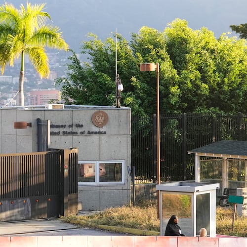 FILE - The U.S. Embassy stands in Caracas, Venezuela, Jan. 8, 2026. (AP Photo/Matias Delacroix, File)