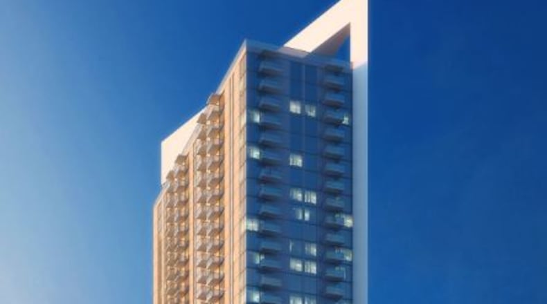The distinctive crown to Related Group’s planned 35-story apartment tower in Buckhead. The building is designed by Smallwood, Reynolds, Stewart, Stewart. Source: Related Group and Smallwood, Reynolds, Stewart, Stewart