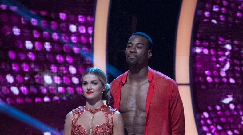 DANCING WITH THE STARS - "Episode 2306" - The nine remaining celebrities ready themselves for one of the hottest nights in the ballroom - Latin Night - with each celebrity performing either a rumba, salsa, samba, paso doblé, cha cha or Argentine tango, on "Dancing with the Stars," live, MONDAY, OCTOBER 17 (8:00-10:01 p.m. EDT), on the ABC Television Network. (ABC/Eric McCandless) LINDSAY ARNOLD, CALVIN JOHNSON JR.