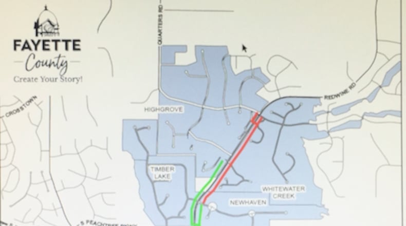 New segments of paved paths will link existing segments along Redwine Road to provide more access to the Starr's Mill school complex. Courtesy Fayette County