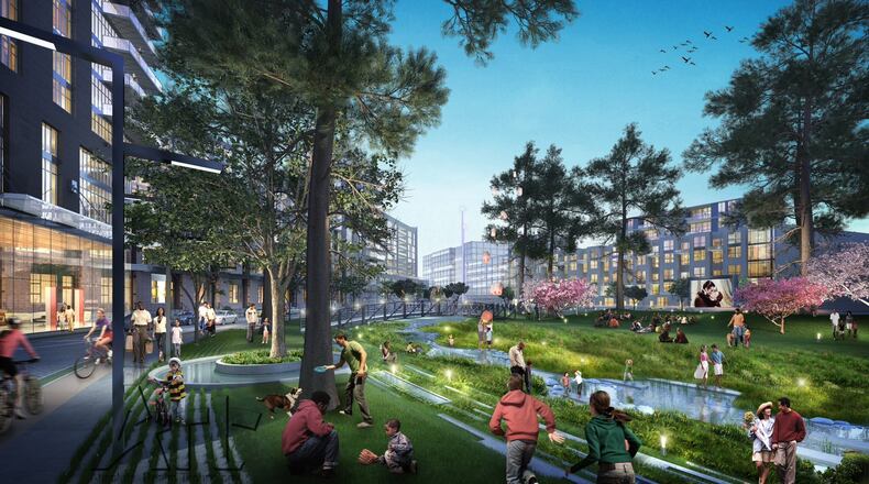 The Commons, a park within the proposed Assembly development, on the former General Motors factory site in Doraville.