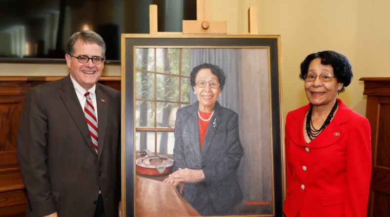 University of Georgia President Jere W. Morehead with Mary Frances Early after her portrait was unveiled.