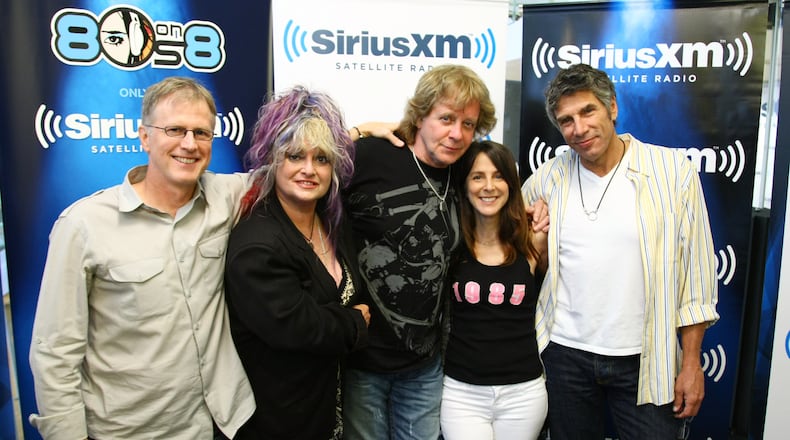 NEW YORK, NY - JUNE 29: Original MTV VJs and current SiriusXM hosts Nina Blackwood, Mark Goodman, Martha Quinn and Alan Hunter along with musician Eddie Money pose for a photograph before recording an MTV 30th Anniversary Special for SiriusXM's '80s on 8 channel at the SiriusXM Studio on June 29, 2011 in New York City. (Photo by Neilson Barnard/Getty Images)
