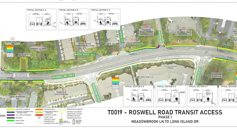 Phase 1 of the Roswell Road Transit Access Project will take construction from Meadowbrook Drive to Long Island Drive. COURTESY CITY OF SANDY SPRINGS