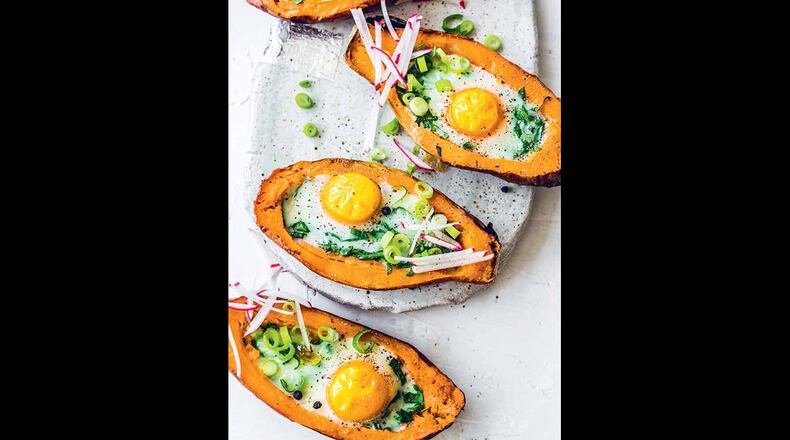 Sweet Potatoes with Baked Eggs from "The Fit Foodie Meal Prep Plan" by Sally O Neil (Tiller Press, $19.99).