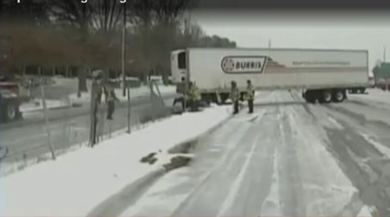 With many cars off the snowy, icy roads, accidents were minimal during the snow storm earlier this month. Photo courtesy of WSBTV