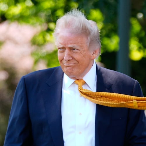 President Donald Trump walks as he leaves the White House for travel to Beijing, Tuesday, May 12, 2026, in Washington, to meet with China's President Xi Jinping. (AP Photo/Manuel Balce Ceneta)