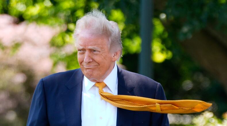 President Donald Trump walks as he leaves the White House for travel to Beijing, Tuesday, May 12, 2026, in Washington, to meet with China's President Xi Jinping. (AP Photo/Manuel Balce Ceneta)