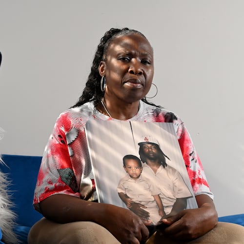 Colandra Atkinson's son, Santos Wyatt, was shot to death in July 2025, gunned down in Atlanta's Sweet Auburn neighborhood. (Hyosub Shin/AJC)