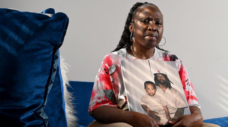 Colandra Atkinson's son, Santos Wyatt, was shot to death in July 2025, gunned down in Atlanta's Sweet Auburn neighborhood. (Hyosub Shin/AJC)