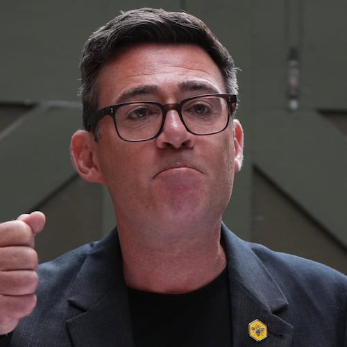 Labour party's Andy Burnham delivers a speech at the People's History Museum in Manchester, England, Monday, June 29, 2026.(AP Photo/Alastair Grant)