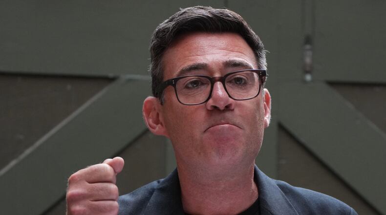 Labour party's Andy Burnham delivers a speech at the People's History Museum in Manchester, England, Monday, June 29, 2026.(AP Photo/Alastair Grant)