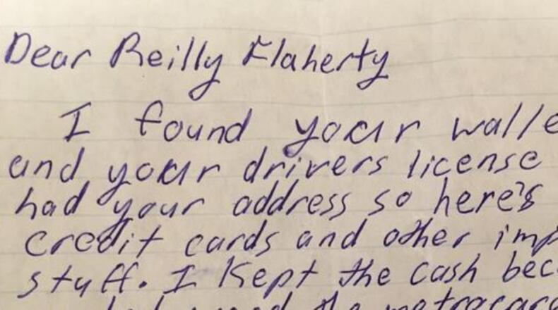 Reilly Flaherty said he was devastated when he realized his wallet was gone.
